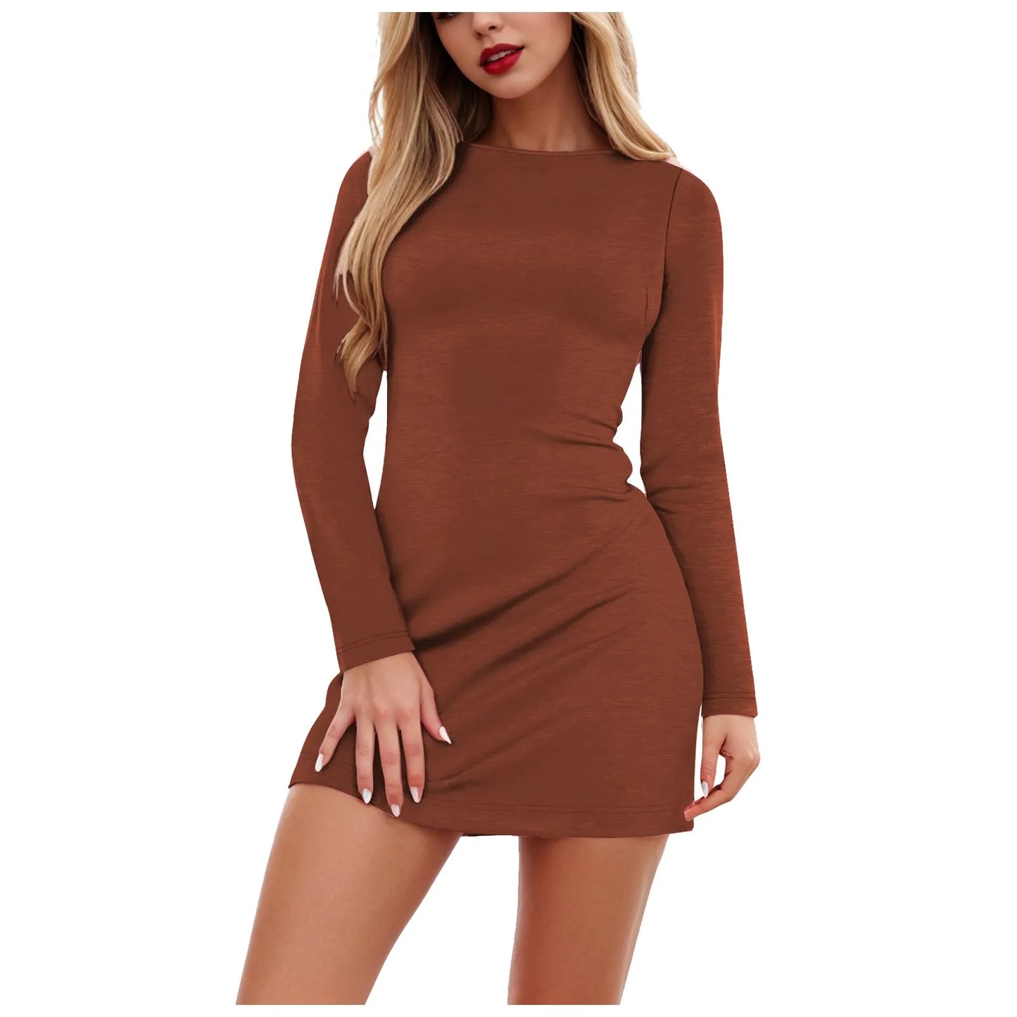 Long Sleeve Boat Neck Dress Mini For Teens Plus Size Slim Fit Party Club Bodycon Fall Vestidos Para Mujer