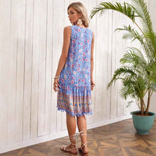 Casual Bohemian Vacation Rayon Printed V-neck Dress Women's Clothing